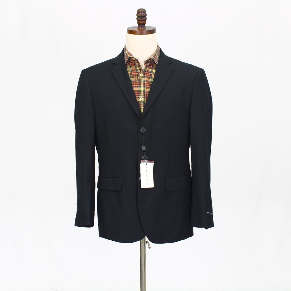 Alain Dupetit 42S Black Blazer Sport Coat Jacket 3-Button Solid Y539